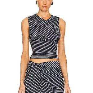 NWT Ronny Kobo Cate Top In Navy & Ivory Stripe Size Small